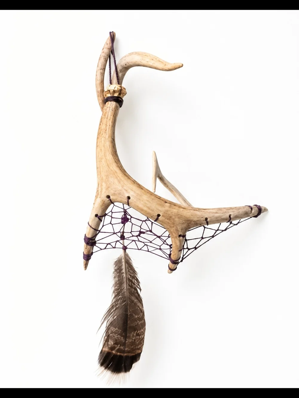 Handcrafted Antler Dreamcatcher Wall Decor in Natural Brown